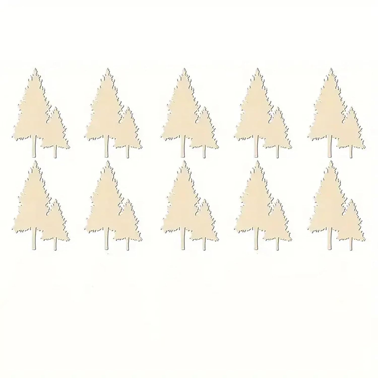 Set of beige paper trees on a white background