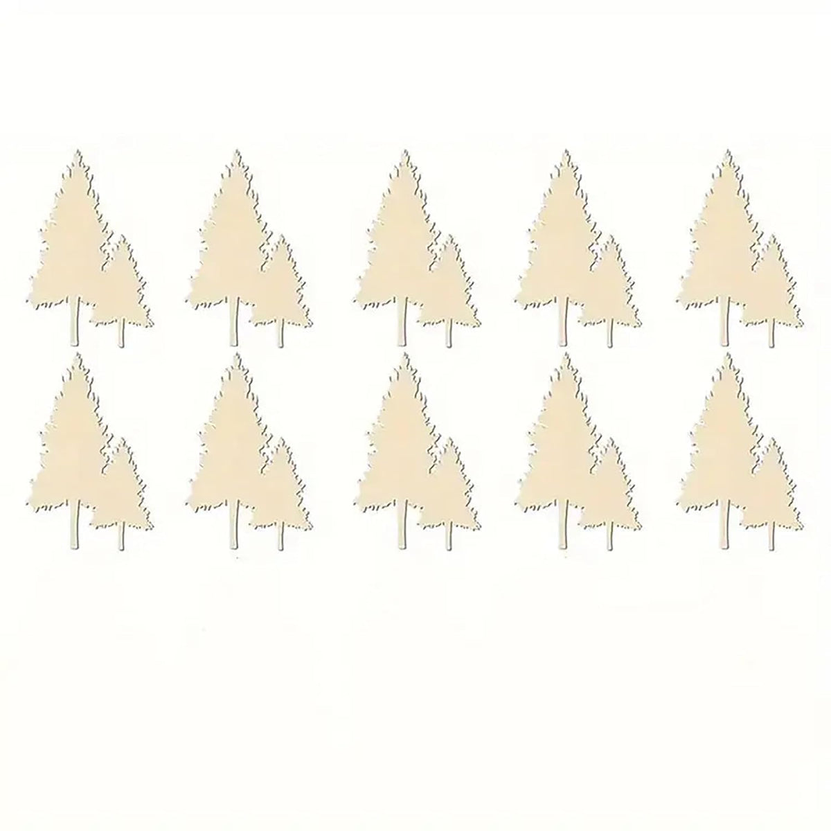 Set of beige paper trees on a white background