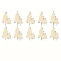 Set of beige paper trees on a white background