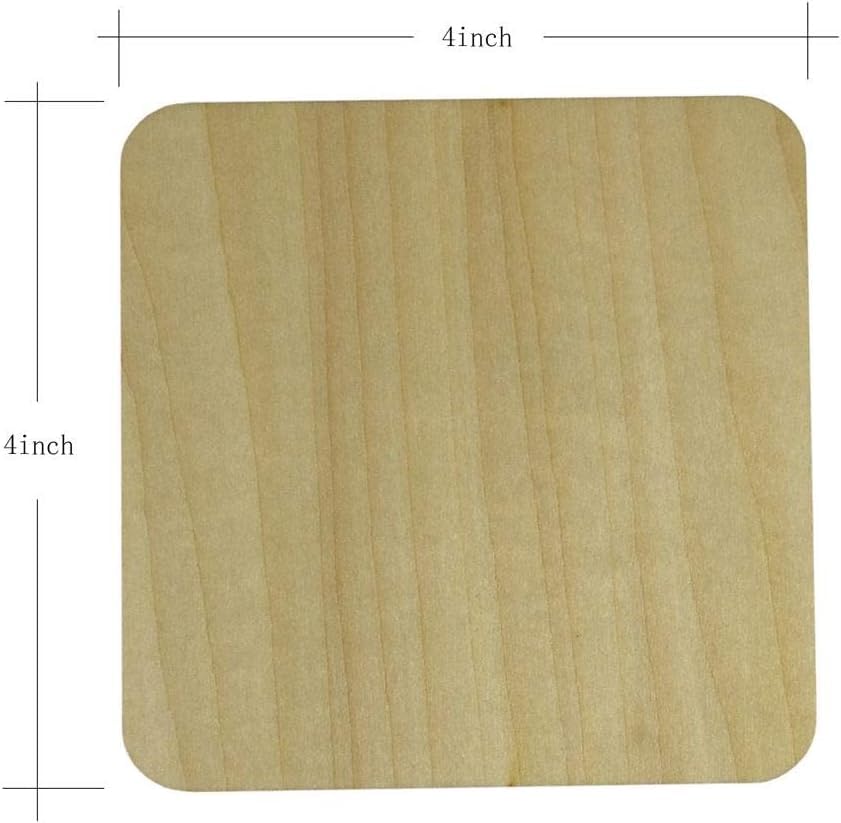 Square wooden coaster with dimensions labeled on a white background