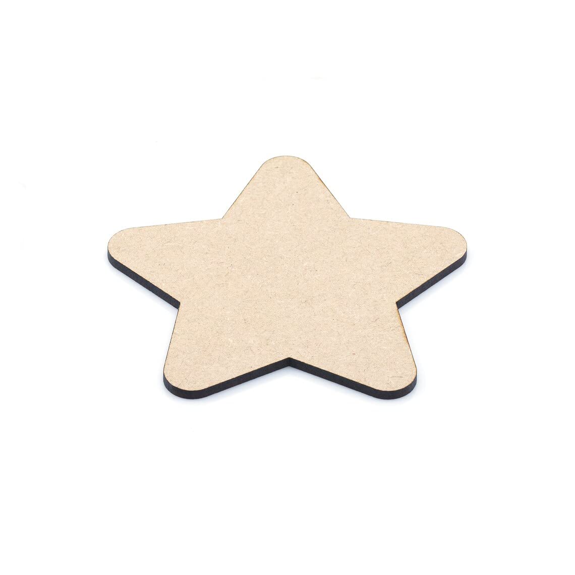 Star-shaped wooden cutout on a white background