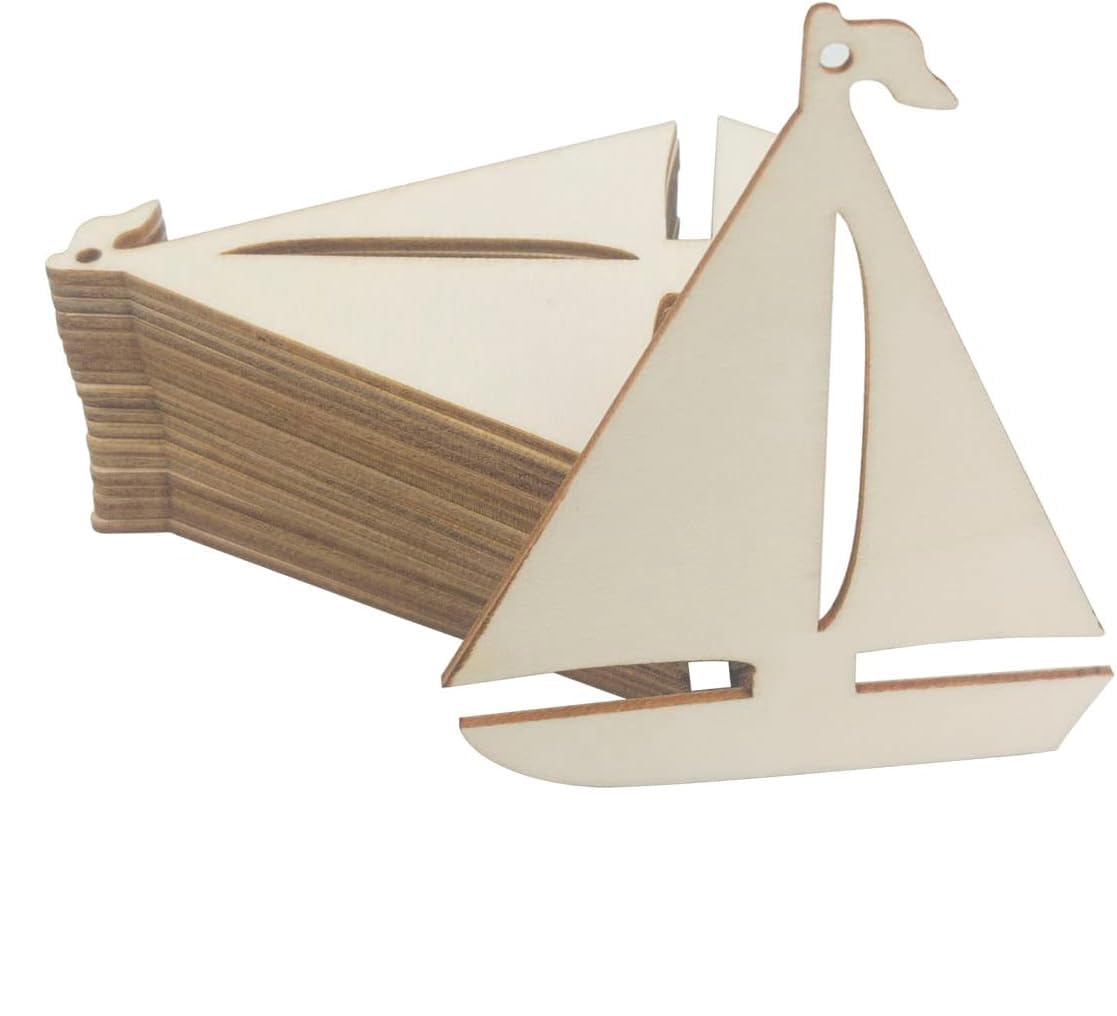 Wooden sailboat model on a white background