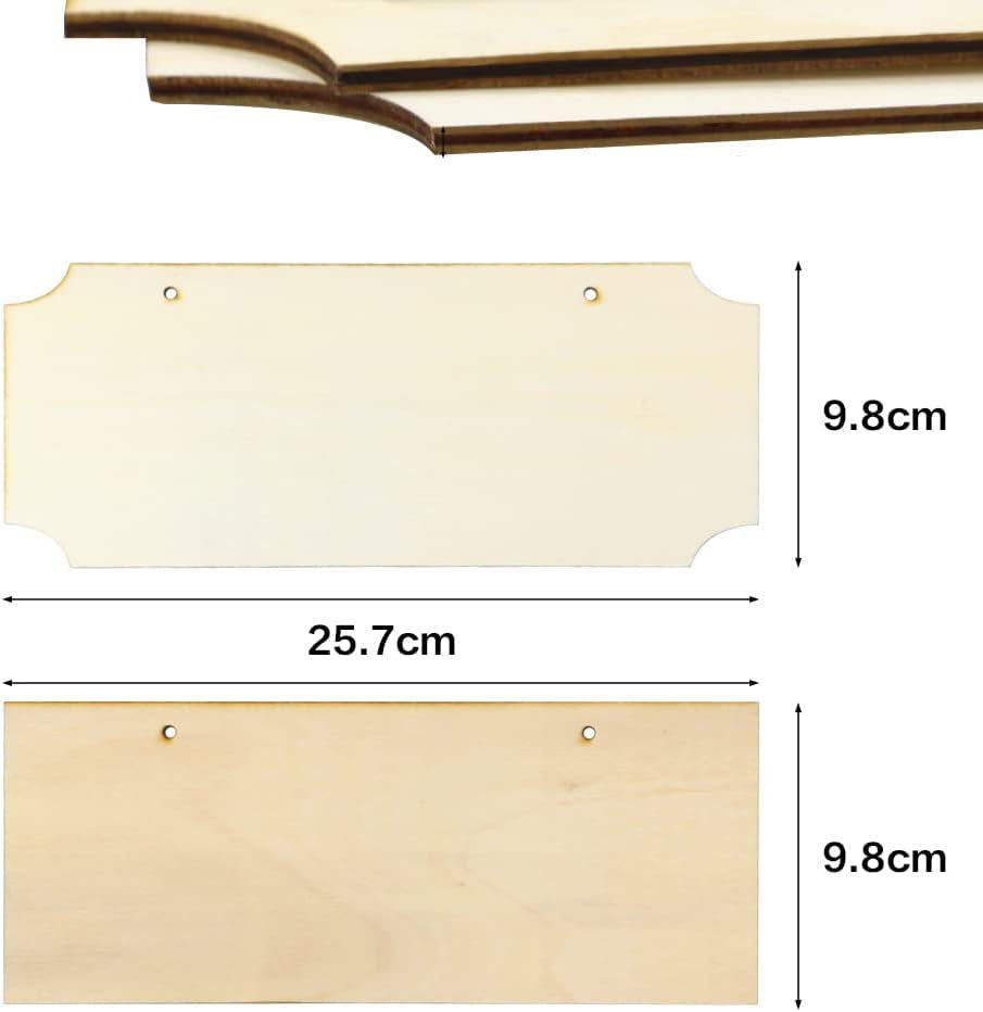 Wooden plaque with dimensions displayed