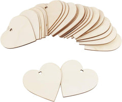 Wooden heart-shaped tags on a white background