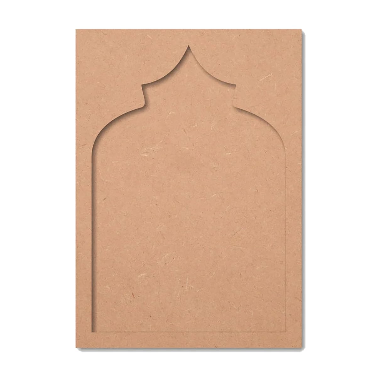 Brown paper card with a cut-out design on a white background