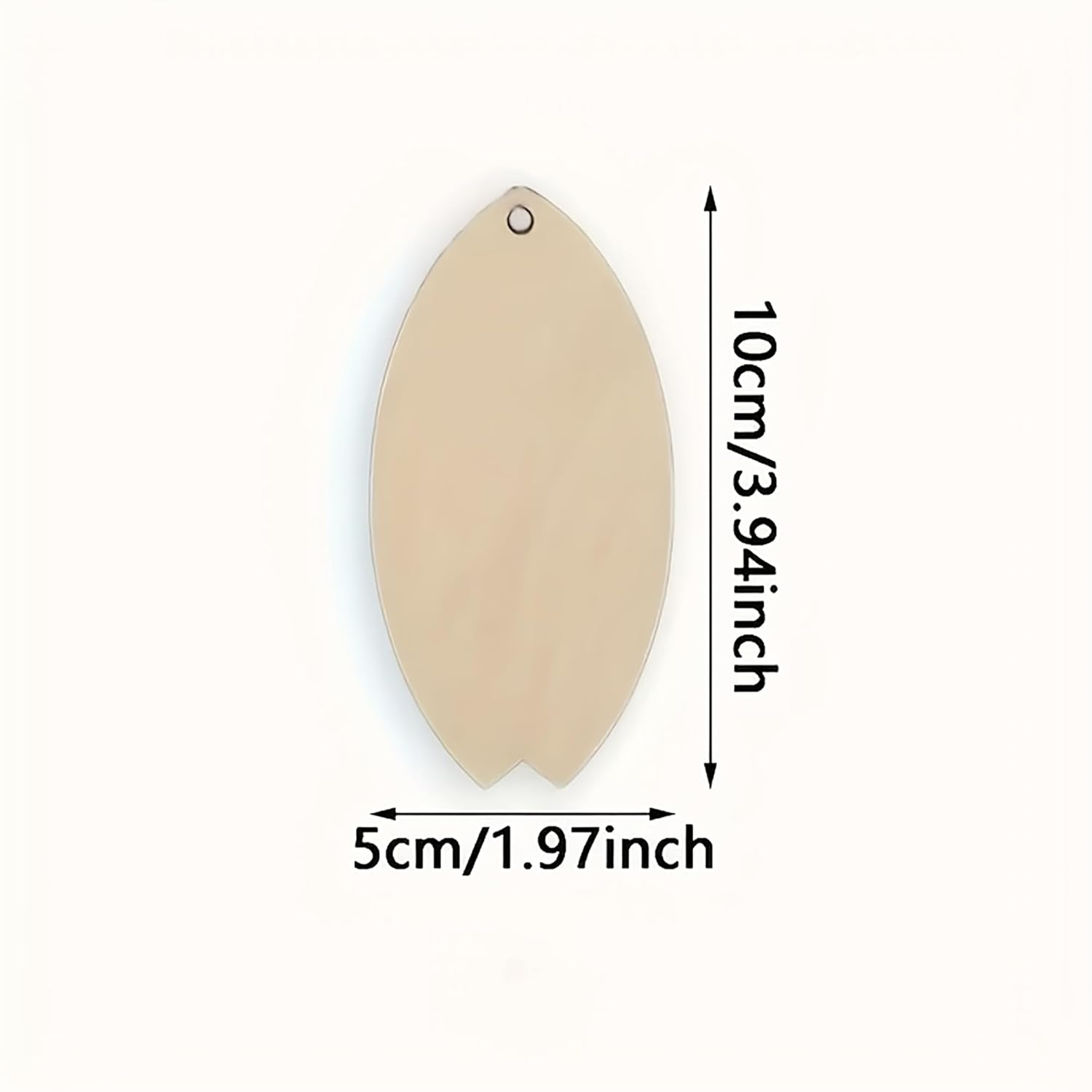 Beige pendant with measurements on a white background