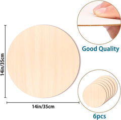 Cliths 6 Pack Wooden Circles MDF Craft Discs for Door Hangers, Seasonal Decor & DIY Painting