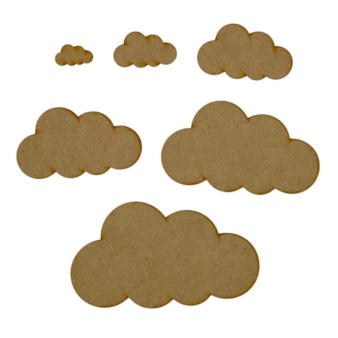 Set of cloud-shaped cutouts on a white background