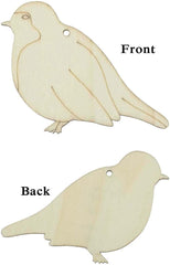 Wooden bird-shaped cutout from front and back perspectives on a white background