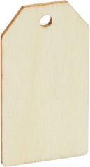 Wooden tag with a hole for hanging on a white background