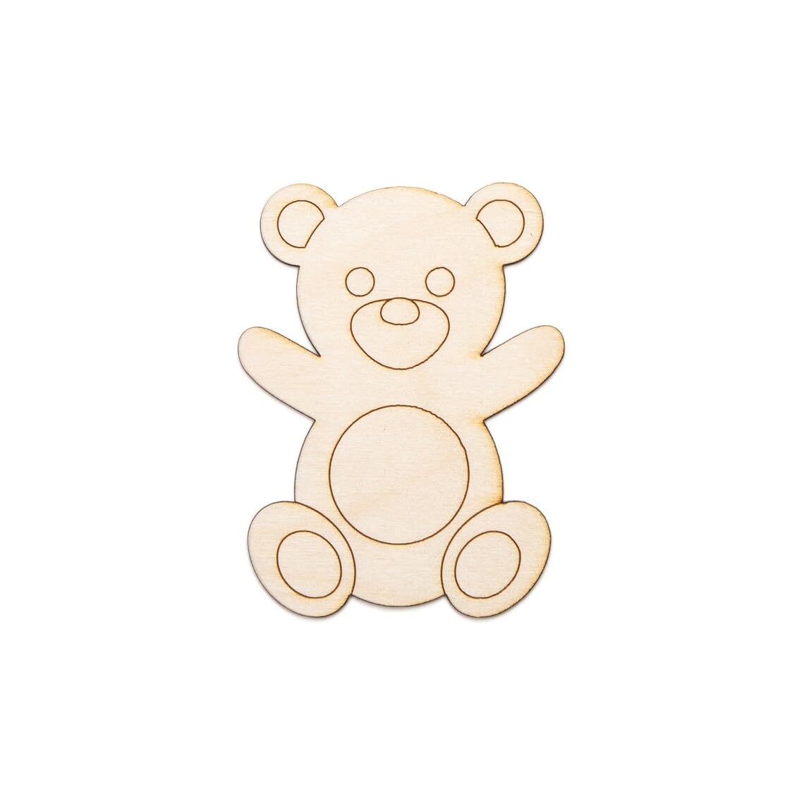 Wooden teddy bear shape on a white background