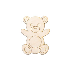 Wooden teddy bear shape on a white background