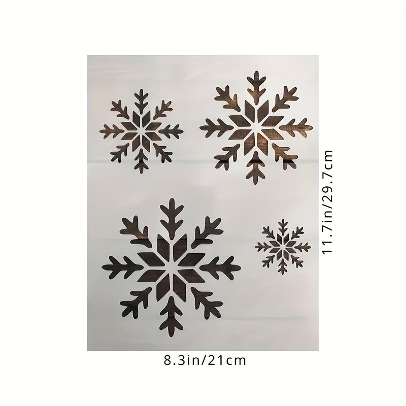 Stencil with snowflake designs on a white background