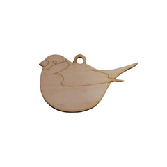 Wooden bird-shaped pendant on a white background
