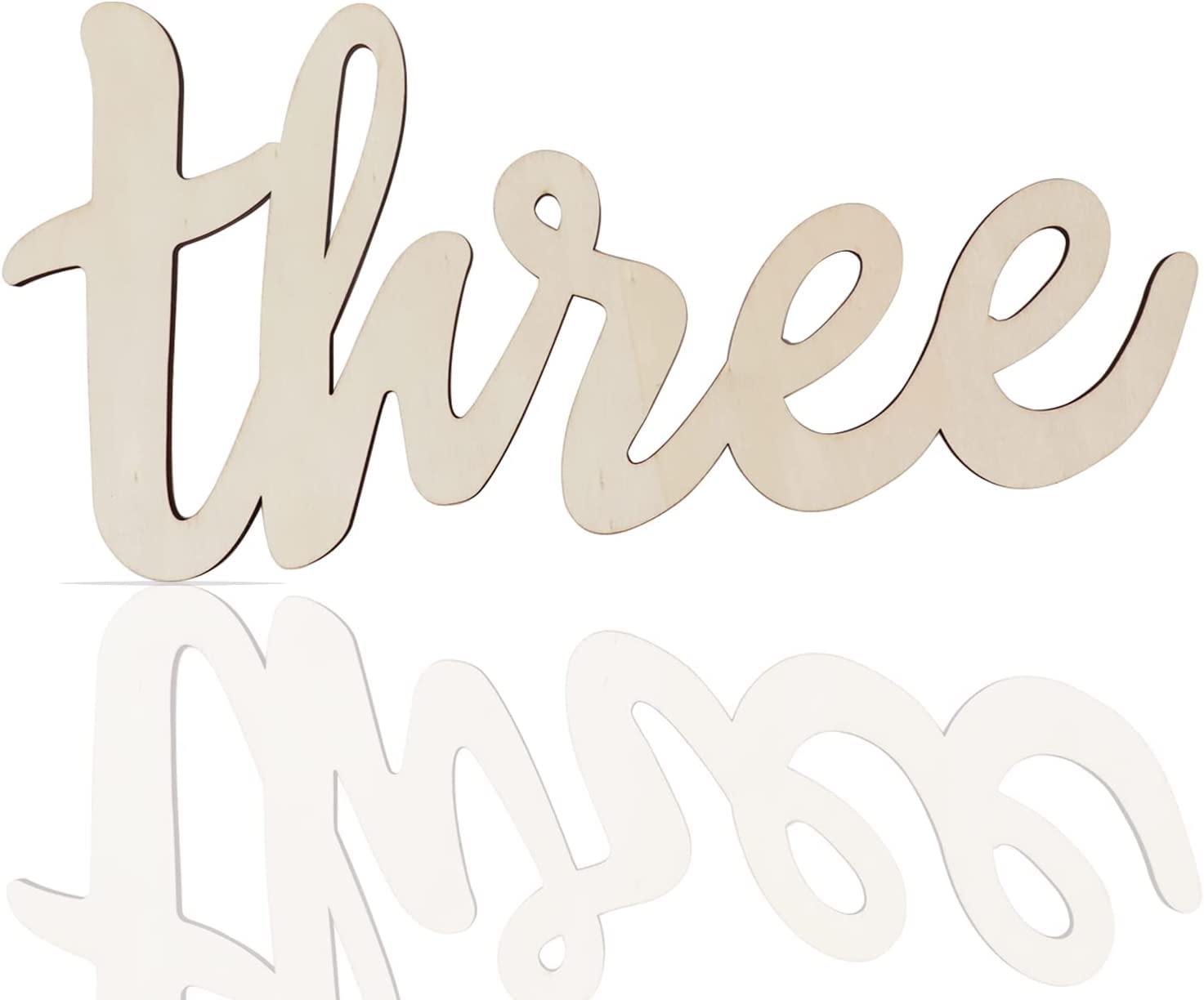 Wooden number 'three' on a white background