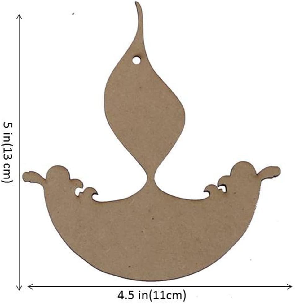 Unfinished wooden cutout of a fish shape with dimensions on a white background