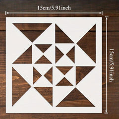 Geometric pattern on a wooden background with measurements