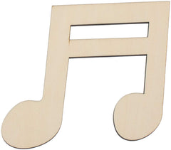 Unfinished wooden music note on a white background