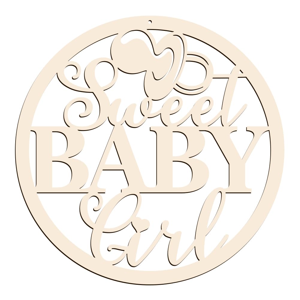 Wooden decorative sign with 'I Sweet Baby Girl' text on a white background