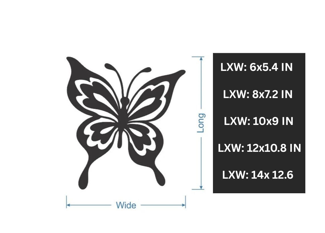 Butterfly-shaped cutout with dimensions on a white background