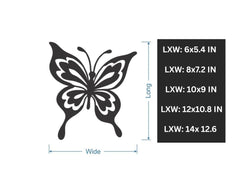 Butterfly-shaped cutout with dimensions on a white background