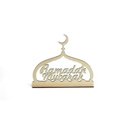 Cliths Set of 3 Eid Mubarak Table Decorations Wooden Ramadan Decor Moon Mosque Script Signs Islamic