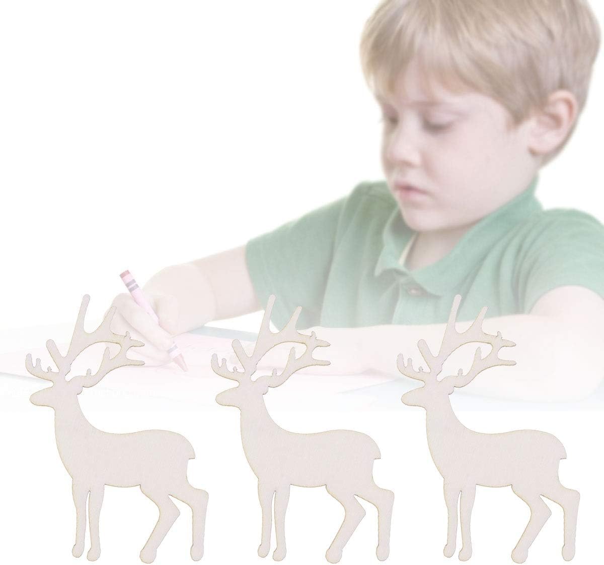 Child playing with white deer figurines on a white background