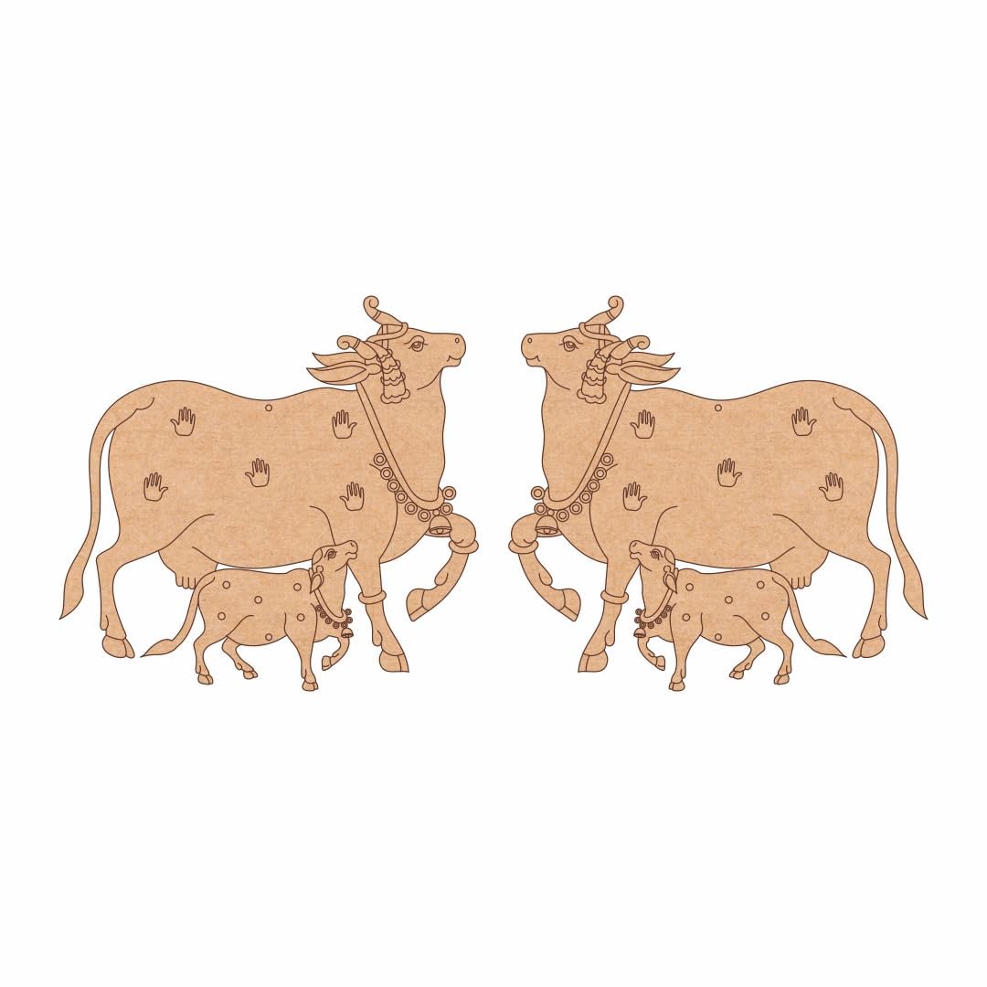 Illustration of two cows with calves on a white background