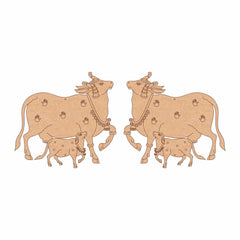 Illustration of two cows with calves on a white background