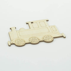 Wooden toy train car on a white background