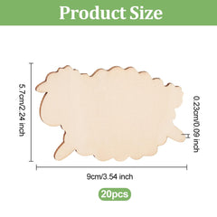 Wooden sheep-shaped cutout with dimensions and quantity label on a white background