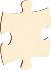 Unfinished wooden puzzle piece on a white background