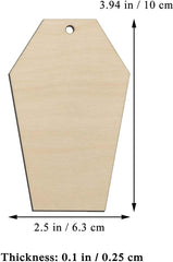 Hexagonal wooden tag with dimensions labeled