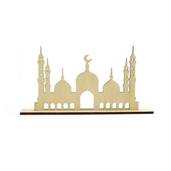 Cliths Eid Mubarak Wooden Table Sign Mosque Decor Ramadan Home Decoration Prayer Shelf Display Islamic Gift