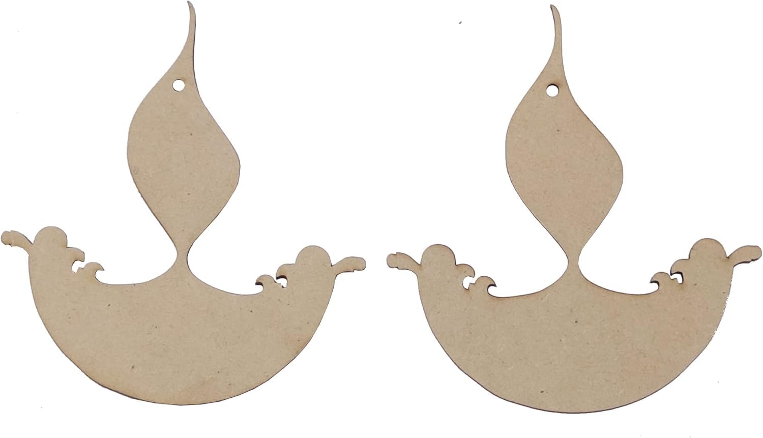 Two wooden sailboat shapes on a white background