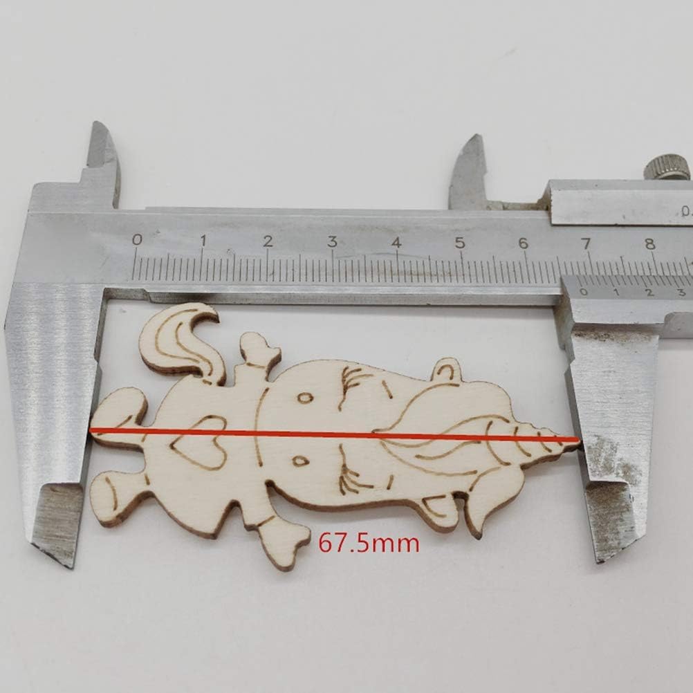 Wooden cutout of a pig with calipers measuring 67.5mm on a white background