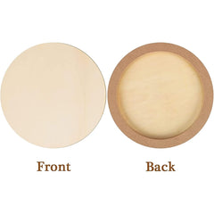 Comparison of front and back views of a round beige object with a brown rim.