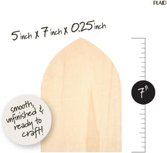 Wooden duck bill shape with measurements and text on a white background