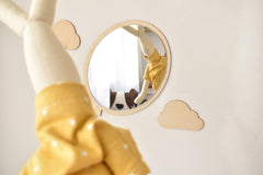 American Elm Mirror Balloon & Clouds Set Unbreakable Kids Room Decor Shatterproof Acrylic & Pine MDF