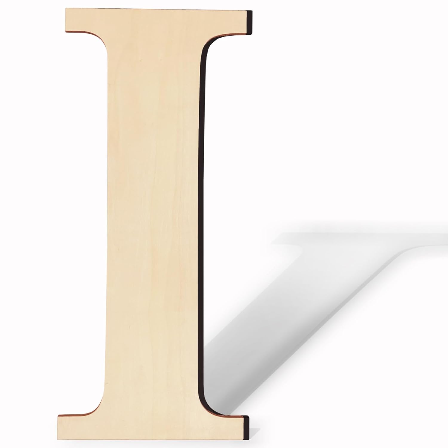 Wooden letter 'I' on a white background