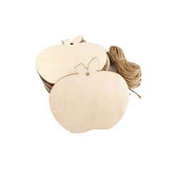 Two wooden pumpkin-shaped tags with twine on a white background