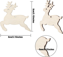 Wooden reindeer shapes with measurements on a white background