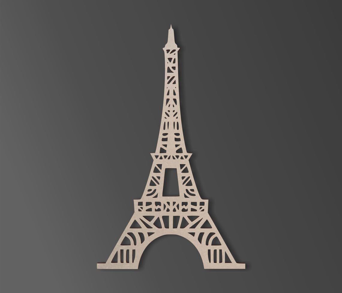 Beige Eiffel Tower model on a dark gray background