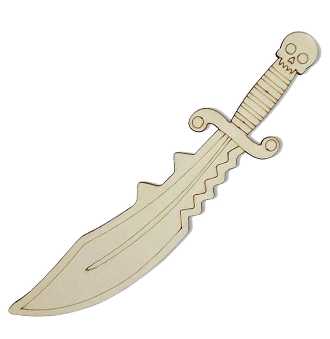 American Elm 1 Pcs Wooden Dummy Sword Cutout for Kids DIY Craft 25 Inch Pirate Sword with Skull Handle Fancy Dress School Project.