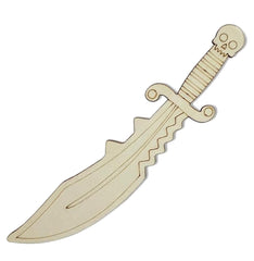 American Elm 1 Pcs Wooden Dummy Sword Cutout for Kids DIY Craft 25 Inch Pirate Sword with Skull Handle Fancy Dress School Project.