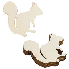 Set of wooden squirrel shapes on a white background