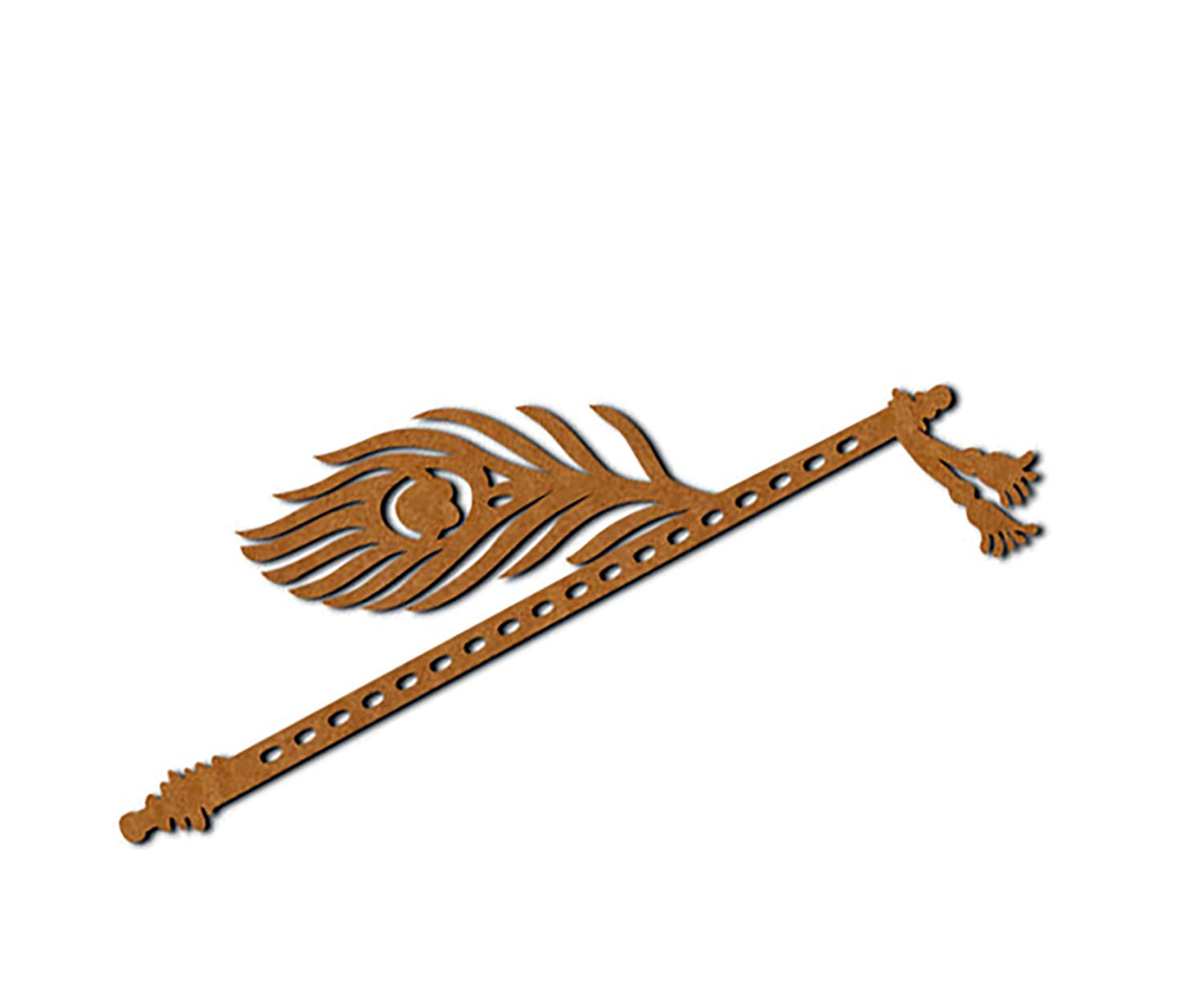 Wooden flute with decorative design on a white background