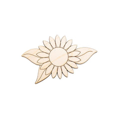 Wooden sunflower-shaped decorative item on a white background