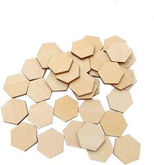 Hexagonal wooden tiles on a white background