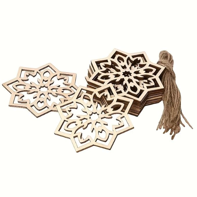 wooden flower shaped craft cutouts for DIY art projects